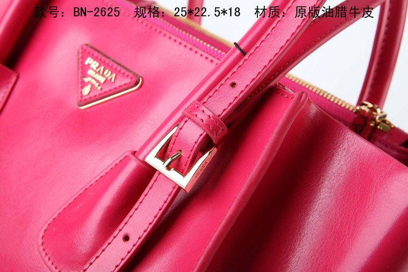 2014 Prada Calf Leather Tote Bag BN2625 rosered - Click Image to Close